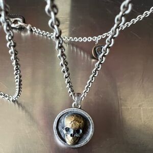 John Varvatos Silver Skull Necklace NWT MSRP: $518